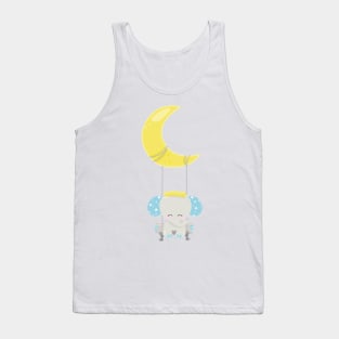 Cute Elephant, Elephant On A Swing, Crown, Moon Tank Top